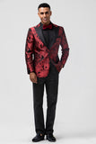 2 Piece Burgundy Stylish Men's Prom Suits with Pattern