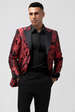 2 Piece Burgundy Stylish Men's Prom Suits with Pattern