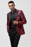 2 Piece Burgundy Stylish Men's Prom Suits with Pattern