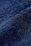 Peak Lapel Dark Blue Jacquard Men's Prom Wedding Party Suits