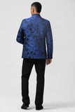 Royal Blue Shawl Lapel Men's Prom Blazer with Pattern