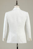 White Jacquard Shawl Lapel 3 Piece Prom Formal Suits