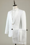 White Jacquard Shawl Lapel 3 Piece Prom Formal Suits