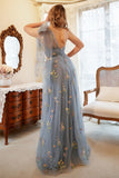 A-Line One Shoulder Black Long Prom Dress With Embroidery