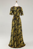 Burnout Velvet Dark Green Wedding Party Dress Dress with Slit
