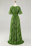 Burnout Velvet Dark Green Wedding Party Dress Dress with Slit