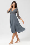 Eucalyptus A Line V-Neck Bridesmaid Dress