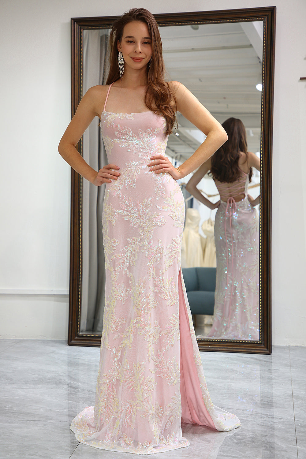 light pink sequin bridesmaid dress Rose Pink Sequin Bridesmaid Dresses Mermaid Strapless