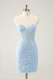 Sparkly Fuchsia Sweetheart Corset Prom Dress with Appliques