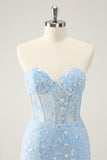 Sparkly Fuchsia Sweetheart Corset Prom Dress with Appliques