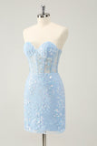 Sparkly Fuchsia Sweetheart Corset Prom Dress with Appliques