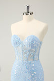 Sparkly Fuchsia Sweetheart Corset Prom Dress with Appliques