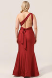 Satin Burgundy Halter Bridesmaid Dress