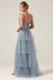 Detachable Straps A Line Eucalyptus Bridesmaid Dress