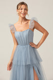 Detachable Straps A Line Eucalyptus Bridesmaid Dress