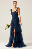 Detachable Straps A Line Eucalyptus Bridesmaid Dress