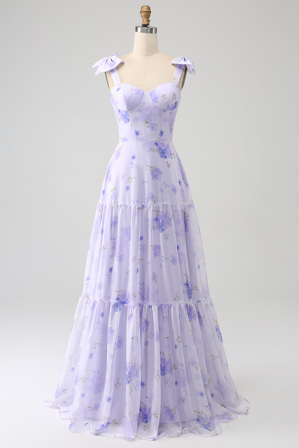 Leely Women Lilac Floral Print Bridesmaid Dress A-Line Lace Up Floor Length Wedding Guest Dress leelyuk Leely Women Lilac Floral Print Bridesmaid Dress A-Line Lace Up Floor Length Wedding Guest Dress leelyuk