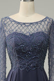 Beading Long Sleeves Mother of Bride Dress
