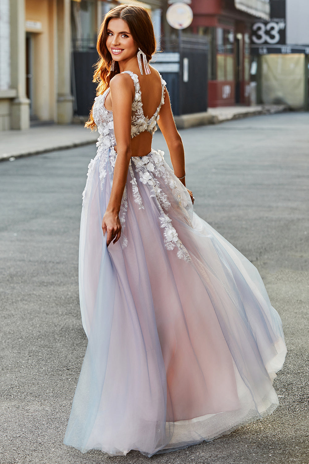 Ball Gown Grey Prom Dress Uk Princess A Line Grey V Neck Sleeveless Applique Tulle Prom Ball Gown Grey Prom Dress Uk Princess A Line Grey V Neck Sleeveless Applique Tulle Prom