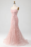 Sparkly Light Blue Beaded Mermaid Long Prom Dress