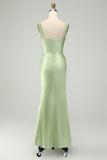 Dusty Sage Sweetheart Corset Mermaid Satin Long Wedding Guest Dress