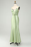 Dusty Sage Sweetheart Corset Mermaid Satin Long Wedding Guest Dress