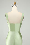 Dusty Sage Sweetheart Corset Mermaid Satin Long Wedding Guest Dress