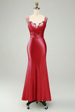 Dusty Sage Sweetheart Corset Mermaid Satin Long Wedding Guest Dress