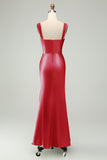 Dusty Sage Sweetheart Corset Mermaid Satin Long Wedding Guest Dress