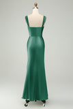 Dusty Sage Sweetheart Corset Mermaid Satin Long Wedding Guest Dress
