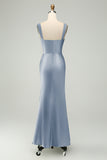 Dusty Sage Sweetheart Corset Mermaid Satin Long Wedding Guest Dress