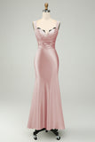 Dusty Sage Sweetheart Corset Mermaid Satin Long Wedding Guest Dress