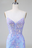 Sparkly Blue Corset Sequins Bodycon Short Prom Dress
