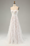 Sweetheart Corset Applique Ruffles A-Line Wedding Dress