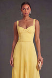 Orange and Fuchsia A Line Pleated Long Formal Dress