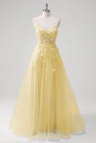 Blue Corset Applique Beaded A-Line Prom Dress with Slit
