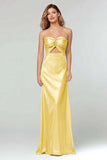 Light Blue Sheath Sweetheart Satin Long Formal Dress