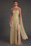 Dusty Sage Sheath Ruched Sweetheart Maxi Wedding Guest Dress with Slit