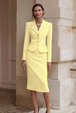 Black 2 Piece Pencil Single Breasted Midi Business Suits