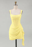 Ivory Thick Straps Bodycon Ruffled Corset Short Bridal Shower Dress