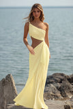 White Chiffon Sheath Cut-Out Maxi Rehearsal Dinner Dress