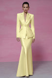 Ivory 2 Piece Peak Lapel Mermaid Long Sleeves Business Suits