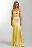 Sky Blue Mermaid Satin Sweetheart Long Formal Dress