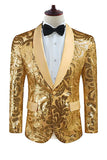 Sparkly Golden Shawl Lapel Men's Blazer