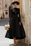Vintage Ivory High Neck Keyhole A Line Long Wedding Dress with Sleeves