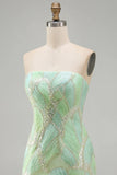 Sparkly Mint Green Sequin Bodycon Short Cocktail Dress