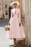 Vintage Ivory High Neck Keyhole A Line Long Wedding Dress with Sleeves