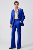 Black Peak Lapel Long Sleeves 2 Piece Single Breasted Men Suits