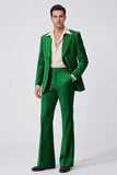 Black Peak Lapel Long Sleeves 2 Piece Single Breasted Men Suits