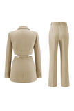 Grey Blue 2 Piece Notched Lapel Cut Out Women Prom Suits
